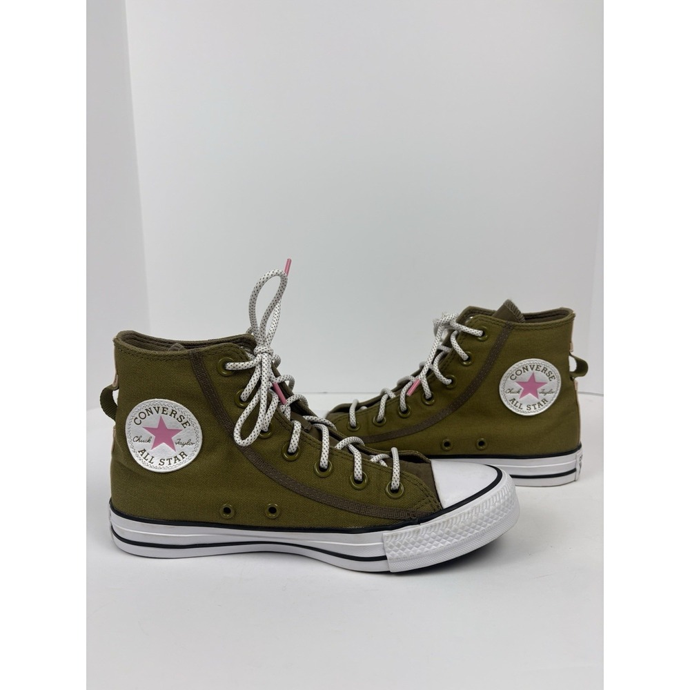 Converse High Top Olive Green Woman's Shoes Size 7.5 Trendy Fashion Sneakers